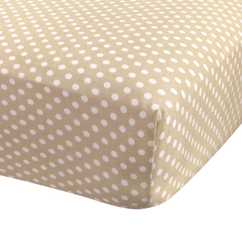 Abstract Cotton Crib Sheets - Fitted Crib Sheet for Standard Crib Mattress - Ultra Soft Crib Sheets for Boys Girls Baby - Universal - Snug Fitted - Cotton - 28"x52" (Beige Polka Dot) - Image 1